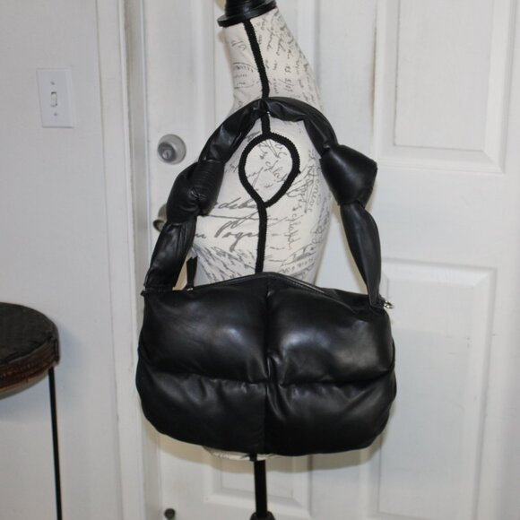 STYLISM Denmark Genuine Leather Black Puffer Quilted Handbag - Picture 11 of 16